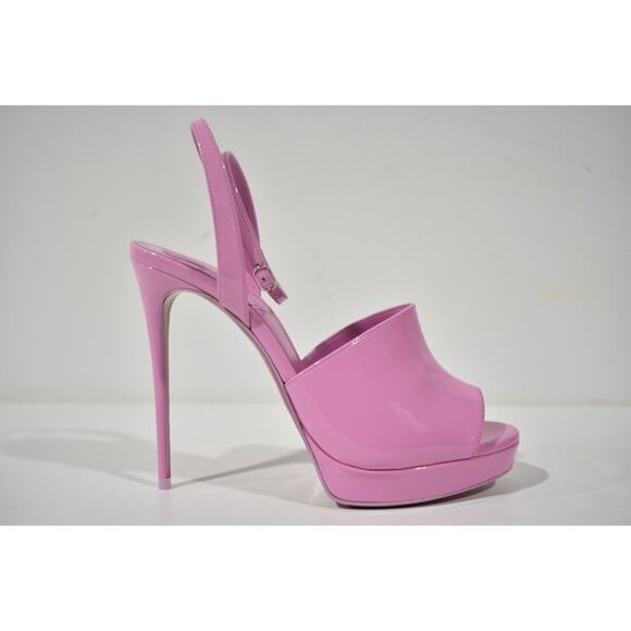 Christian Louboutin Miradona 120 Pink Patent Ankle Strap Sandal Heel Pump 37.5 - Picture 3 of 12